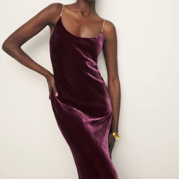 Reformation Ady Velvet Dress Purple - Size XS - Picture 1 of 7